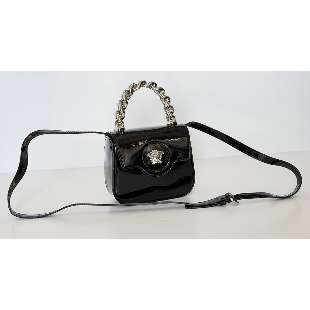 Versace Silver Medusa Black Leather Mini Top Handle Bag 1023434 IT NWT $1700 - Picture 12 of 16